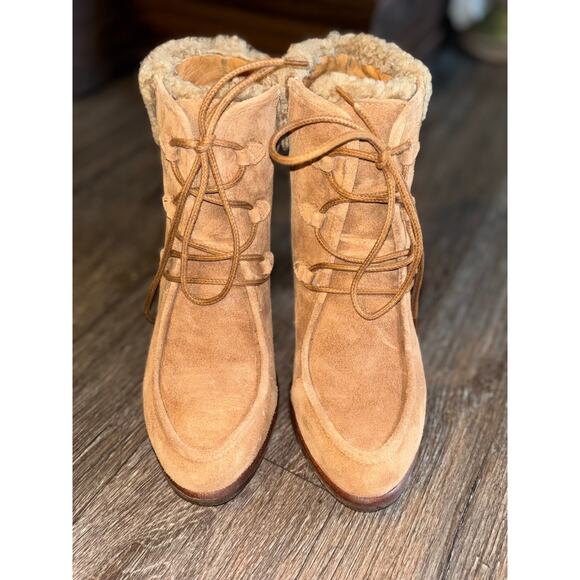UGG size 9 Analise Lined Suede Sheepskin Chestnut Boots - Picture 12 of 12